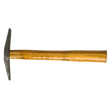 Chipping hammer with wooden handle