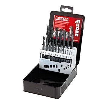 Set of 19 HSS ground metal drill bits Ø 1 to 10 mm