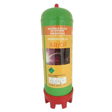 Disposable Argon + O² gas cylinder for stainless steel welding