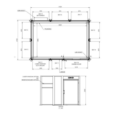 Class 4 laser welding booth - 3x3m with hinged door