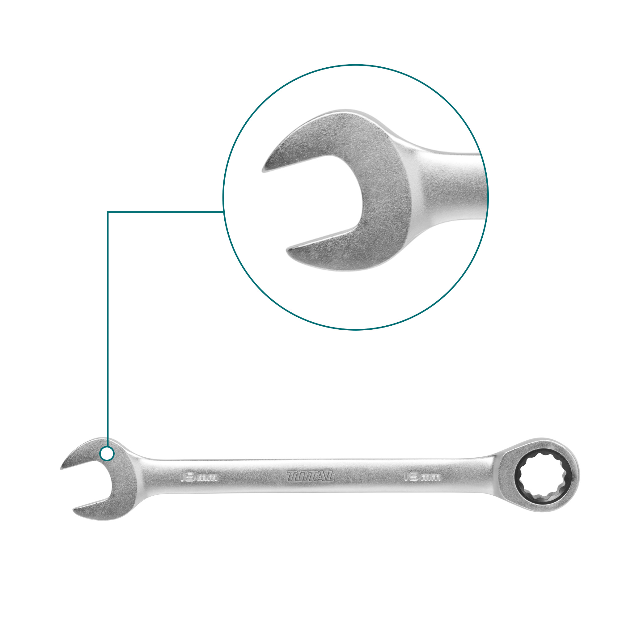 Ratchet Combination Wrench TCSPAR | 14 x 191 mm | Chrome-vanadium (Cr-V)